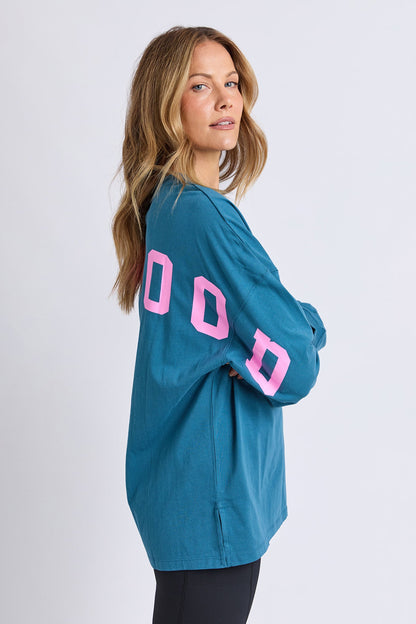 Foxwood Interval L/S Tee - Ocean/Pink