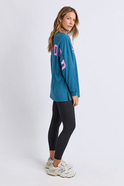 Foxwood Interval L/S Tee - Ocean/Pink