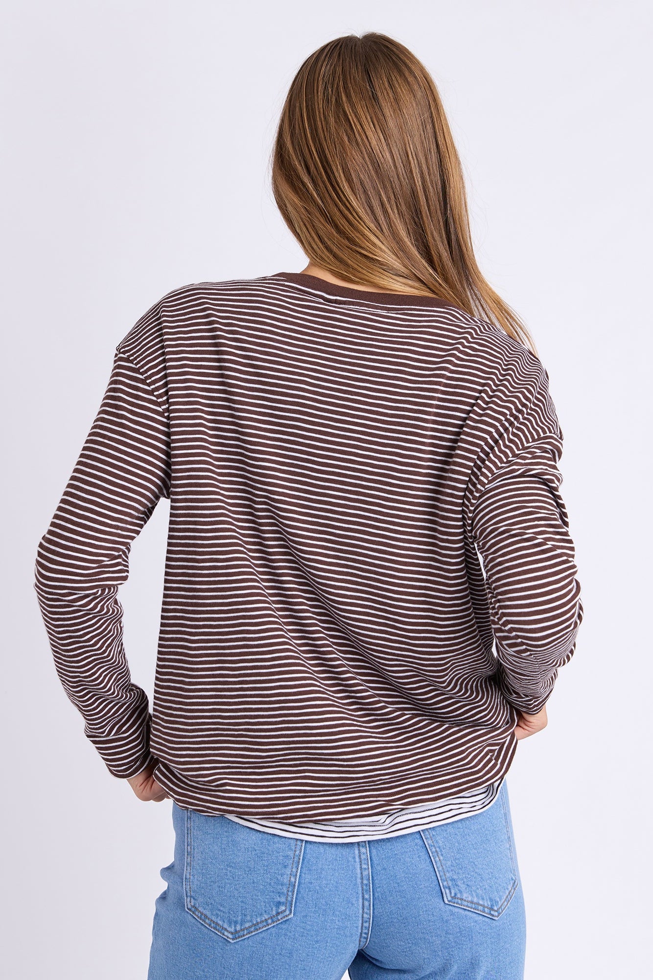 Foxwood Hutch Ls Tee - Coff/White Stripe