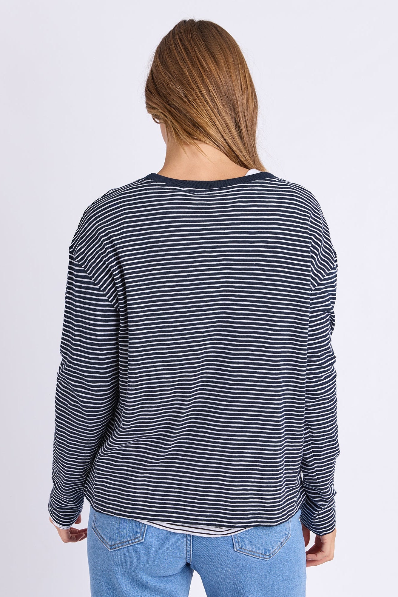 Foxwood Hutch Ls Tee - Navy/Wht Stripe
