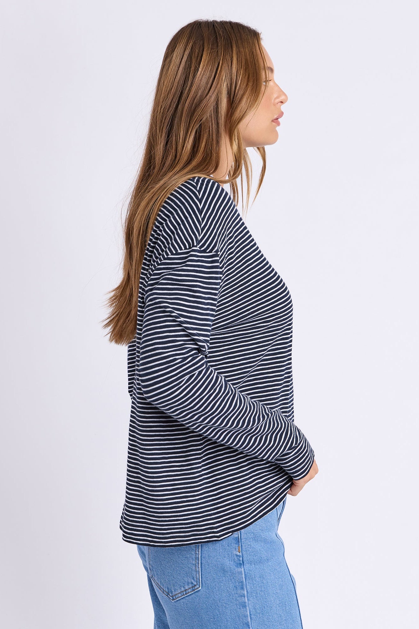 Foxwood Hutch Ls Tee - Navy/Wht Stripe