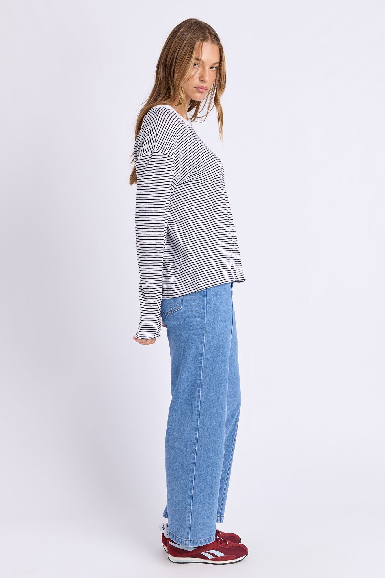 Foxwood Hutch Ls Tee - Wht/Black Stripe