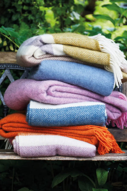 Gotland Stripe Wool Blanket - Cerise