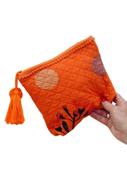 Protea Print Make - Up Bag - Orange