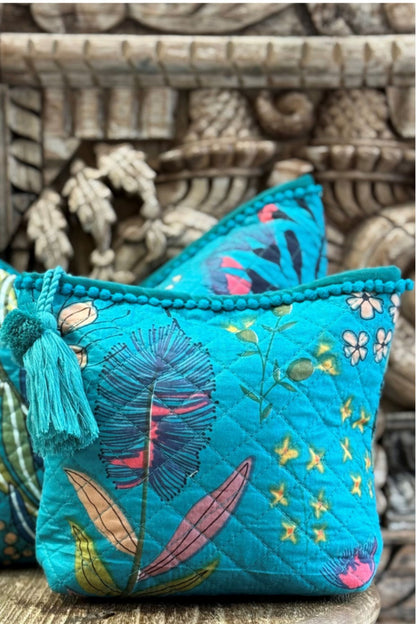 Protea Print Make - Up Bag - Teal