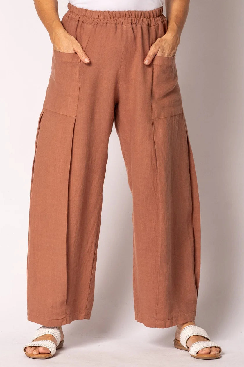 Olenna Linen Pant - Burnt Toffee