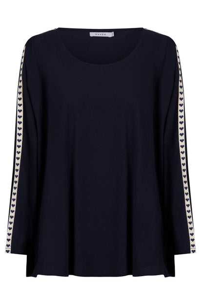 Elba Heart L/S Tshirt - Navy