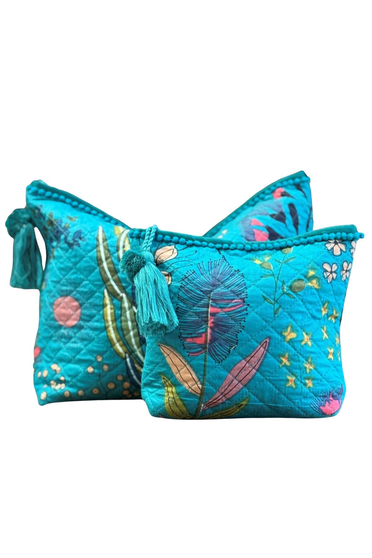Protea Print Make - Up Bag - Teal
