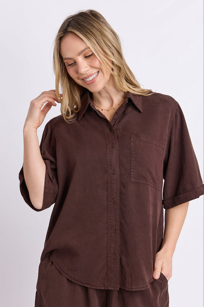 Elm Bliss Washed Shirt - Chocolate