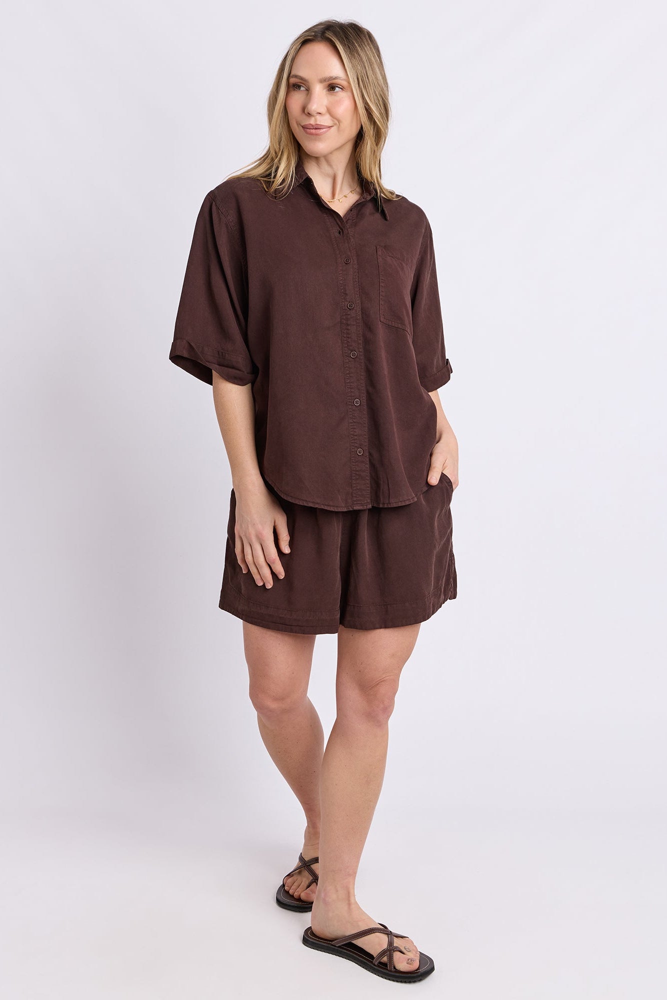 Elm Bliss Washed Shirt - Chocolate