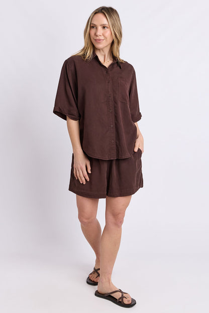Elm Bliss Washed Shirt - Chocolate