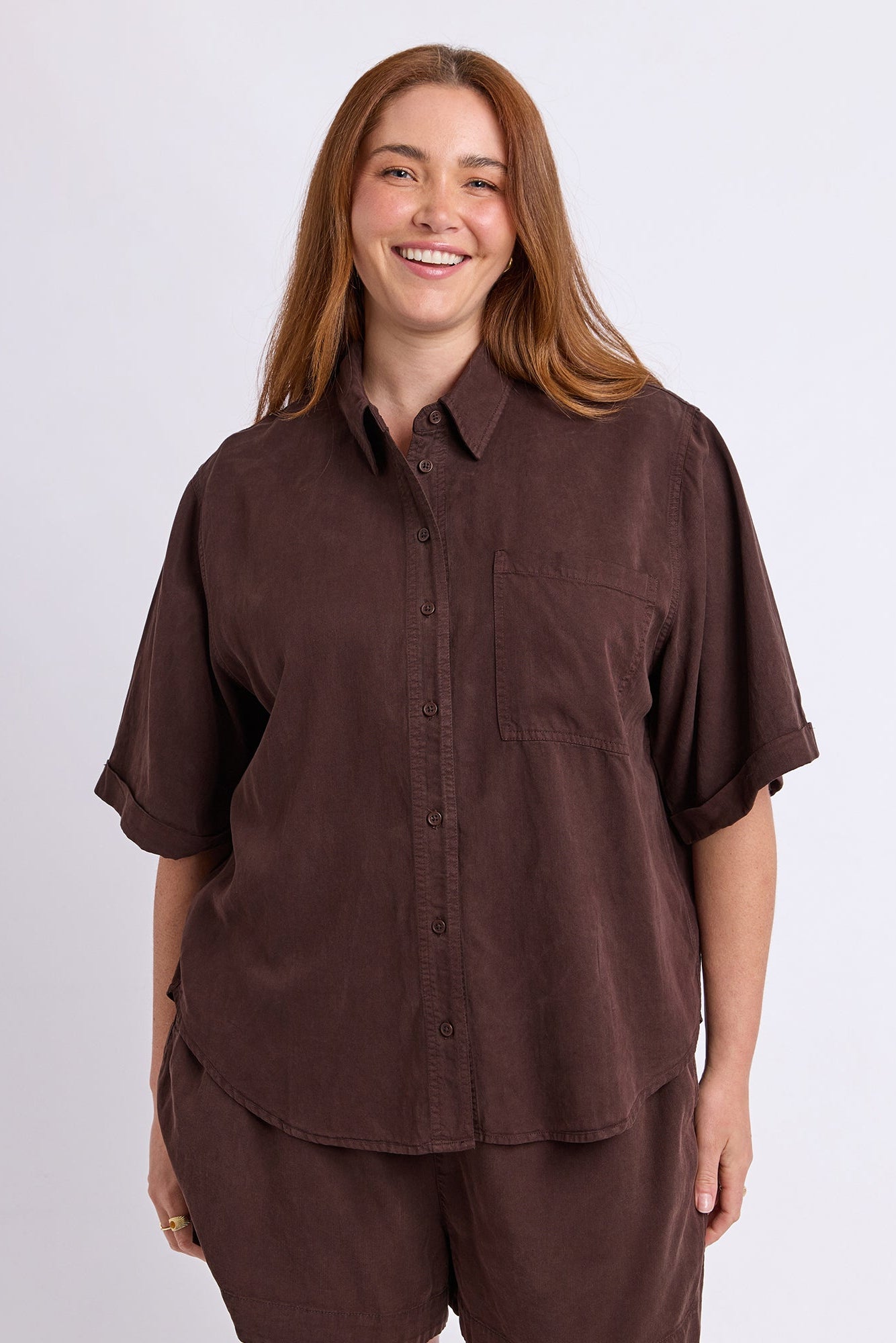 Elm Bliss Washed Shirt - Chocolate