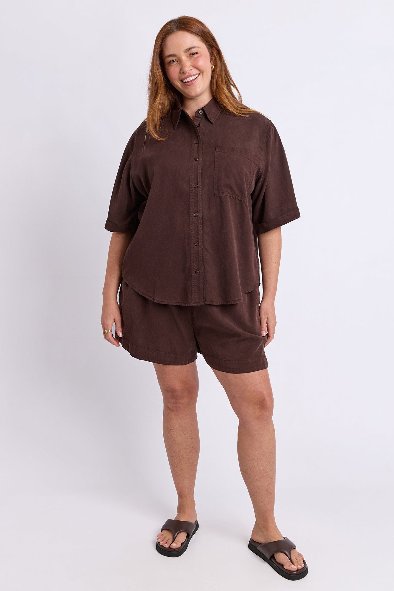 Elm Bliss Washed Shirt - Chocolate