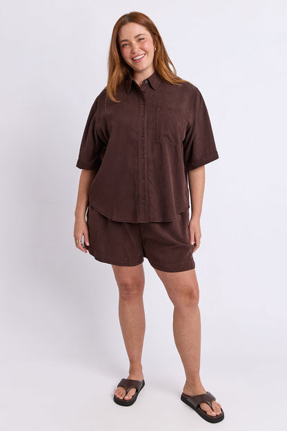Elm Bliss Washed Shirt - Chocolate