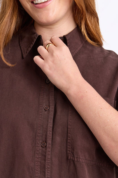 Elm Bliss Washed Shirt - Chocolate