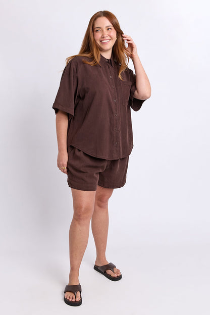 Elm Bliss Washed Shirt - Chocolate