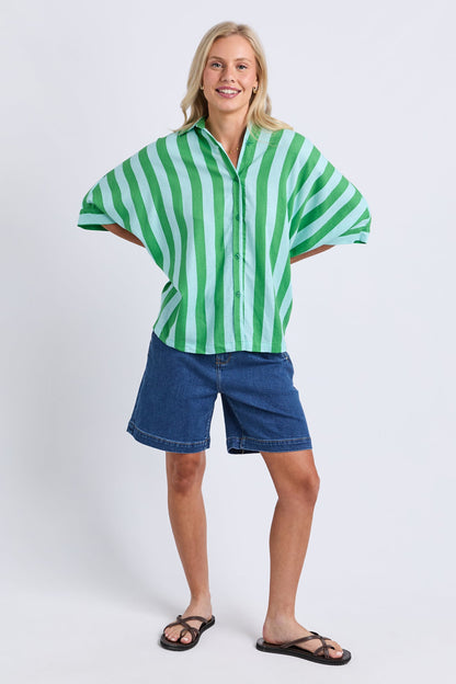 Elm Palermo Stripe Shirt -Green/Tblu
