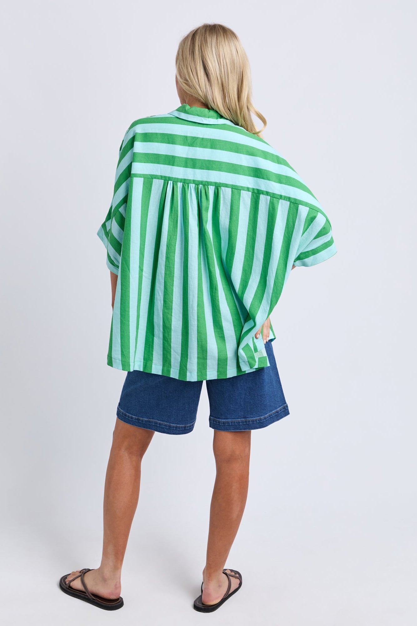 Elm Palermo Stripe Shirt -Green/Tblu