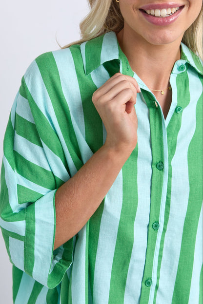 Elm Palermo Stripe Shirt -Green/Tblu