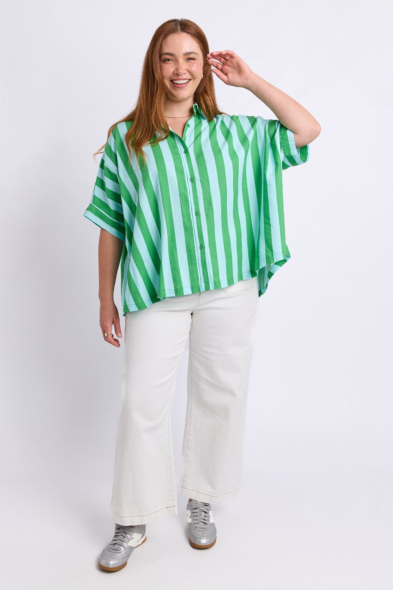 Elm Palermo Stripe Shirt -Green/Tblu