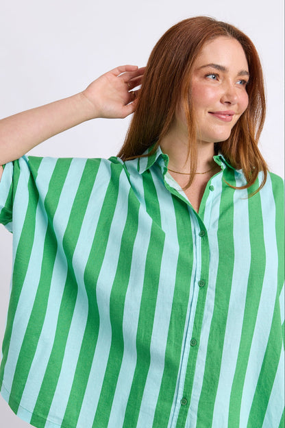 Elm Palermo Stripe Shirt -Green/Tblu