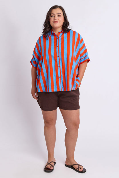 Elm Palermo Stripe Shirt - Tangello/Blue