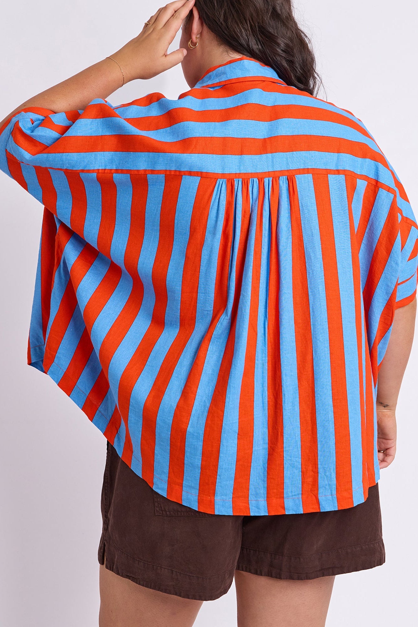 Elm Palermo Stripe Shirt - Tangello/Blue