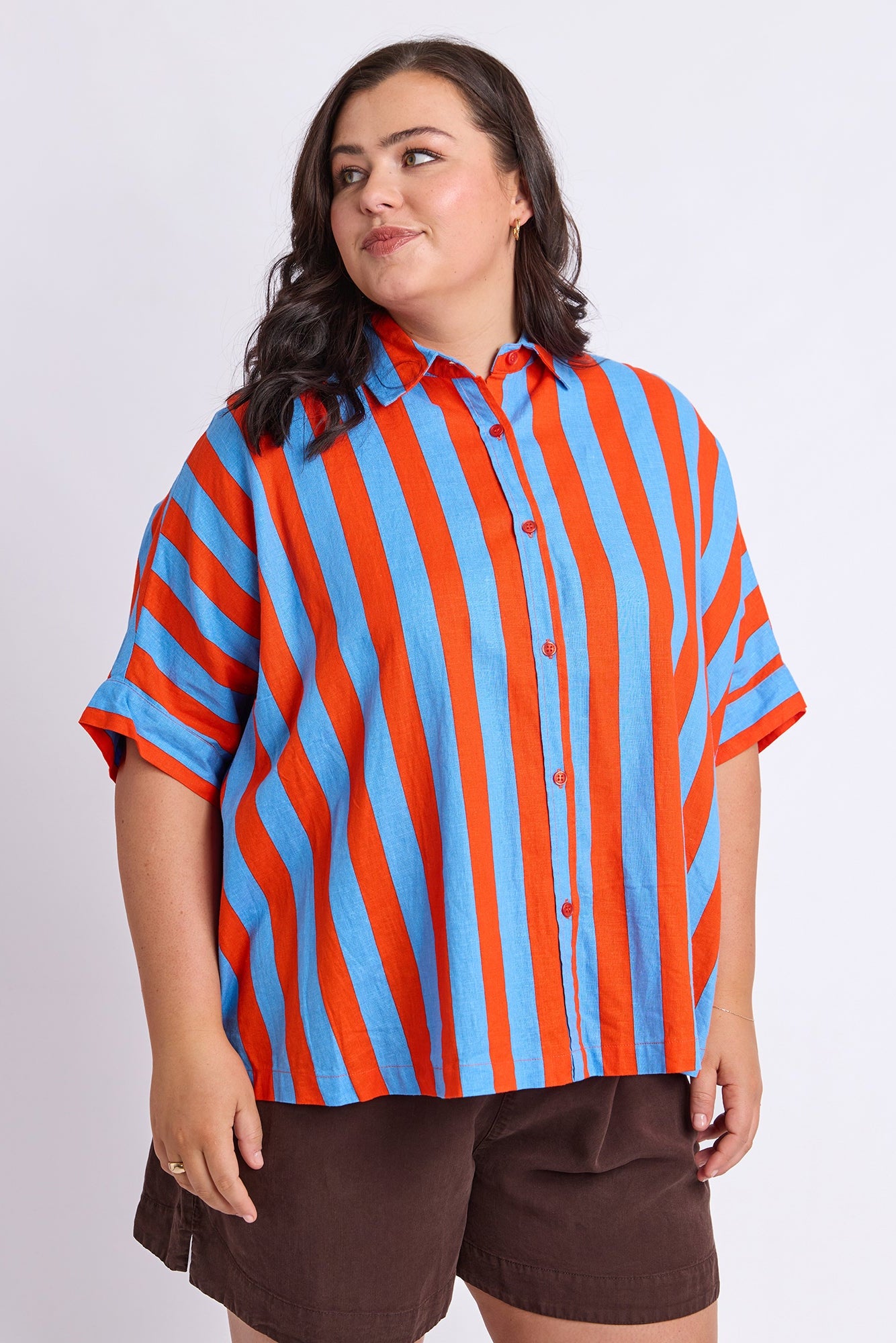 Elm Palermo Stripe Shirt - Tangello/Blue