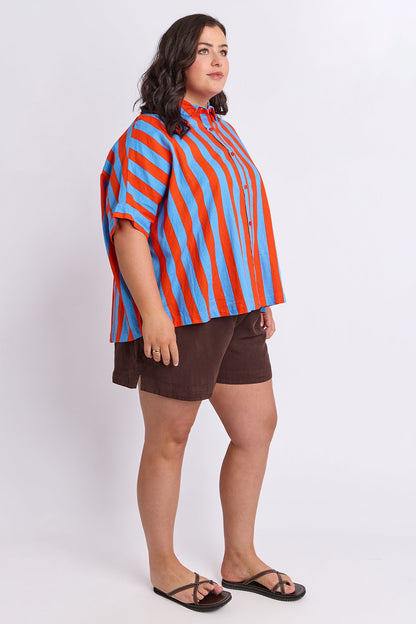Elm Palermo Stripe Shirt - Tangello/Blue