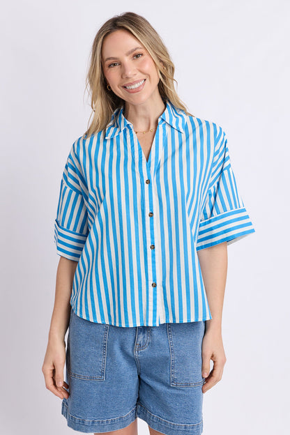 Elm Striped Holiday Shirt - Blue/White Stripe