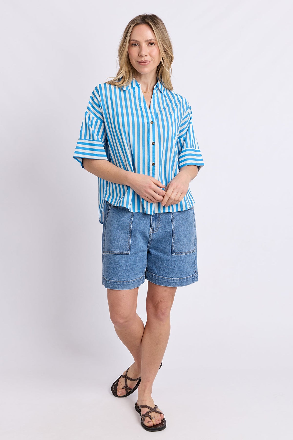 Elm Striped Holiday Shirt - Blue/White Stripe