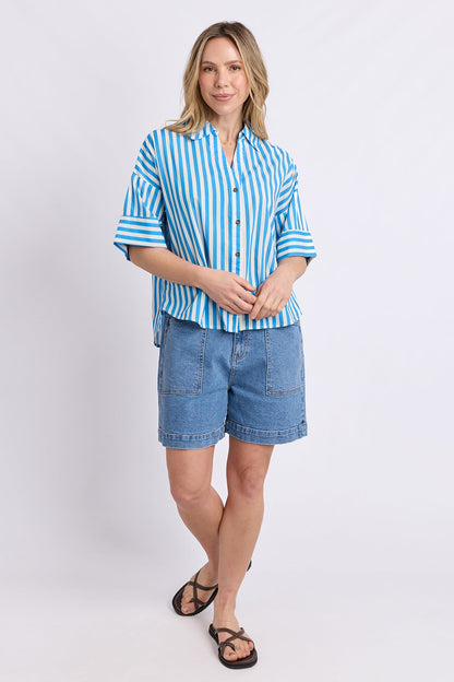 Elm Striped Holiday Shirt - Blue/White Stripe