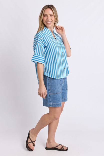Elm Striped Holiday Shirt - Blue/White Stripe