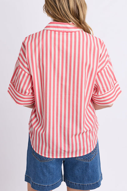 Elm Striped Holiday Shirt - Pink/White Stripe