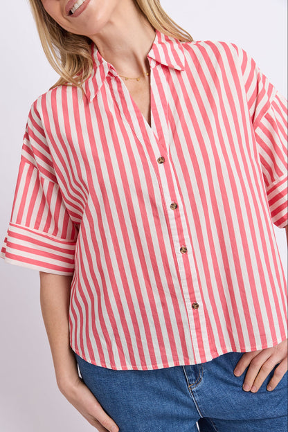 Elm Striped Holiday Shirt - Pink/White Stripe