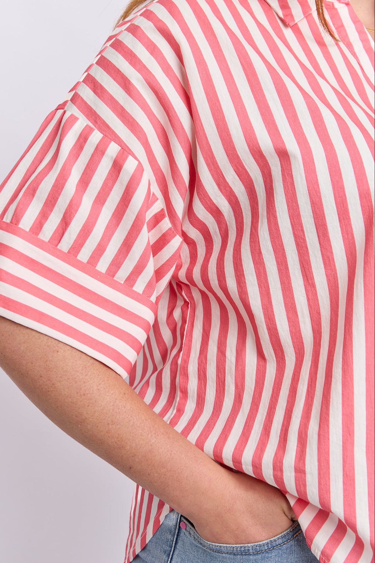 Elm Striped Holiday Shirt - Pink/White Stripe