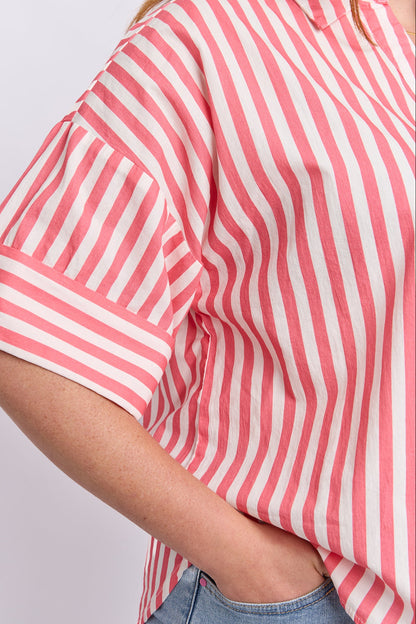 Elm Striped Holiday Shirt - Pink/White Stripe