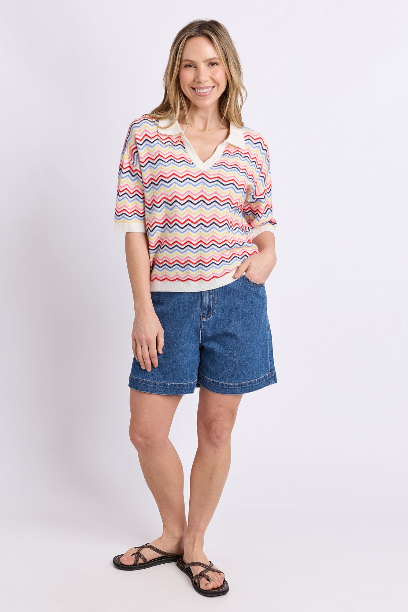 Elm Market Morning Knit Polo - Stripe