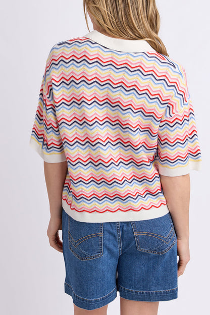 Elm Market Morning Knit Polo - Stripe