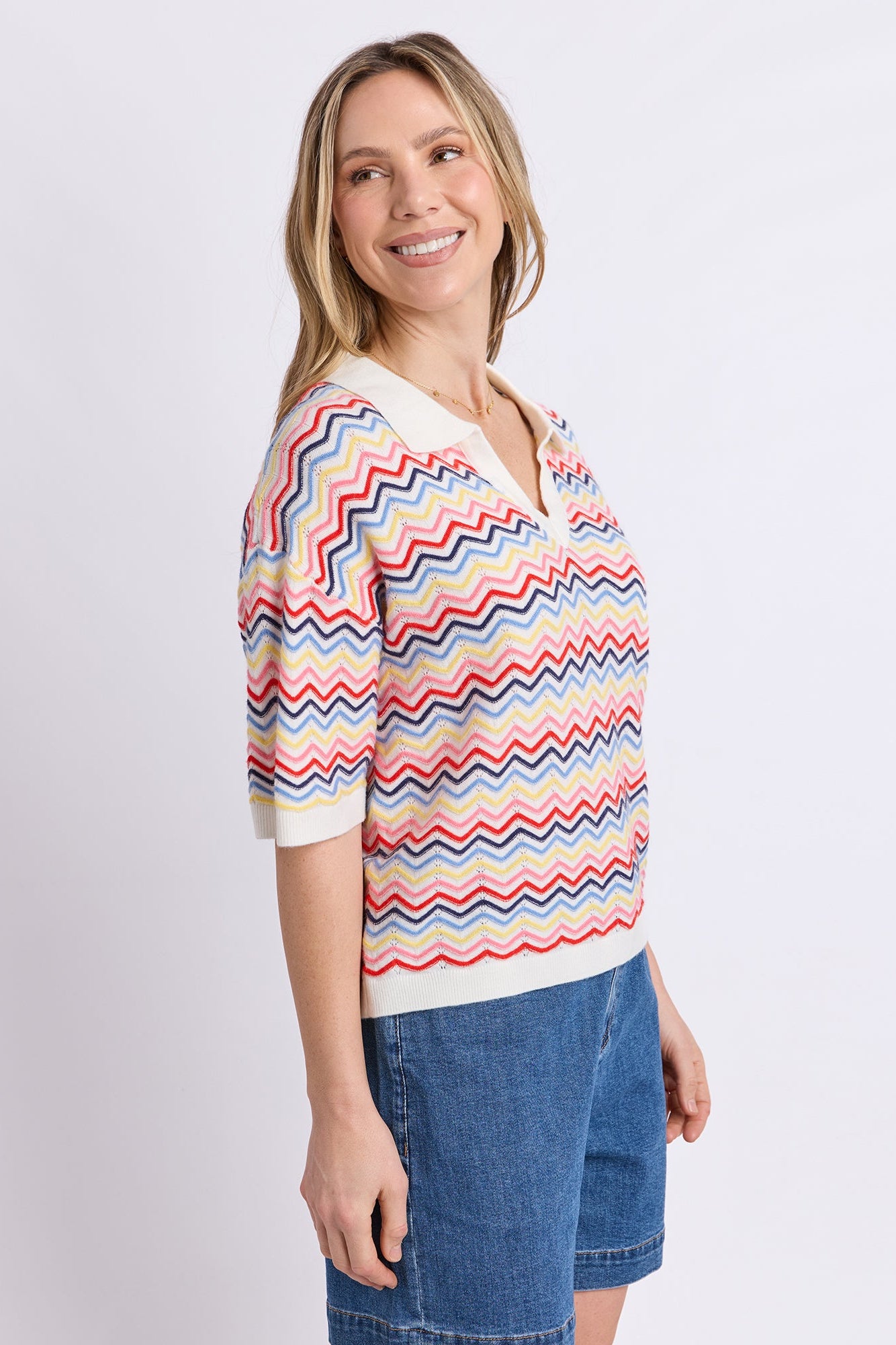 Elm Market Morning Knit Polo - Stripe