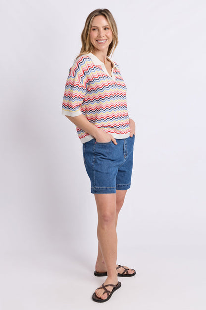 Elm Market Morning Knit Polo - Stripe