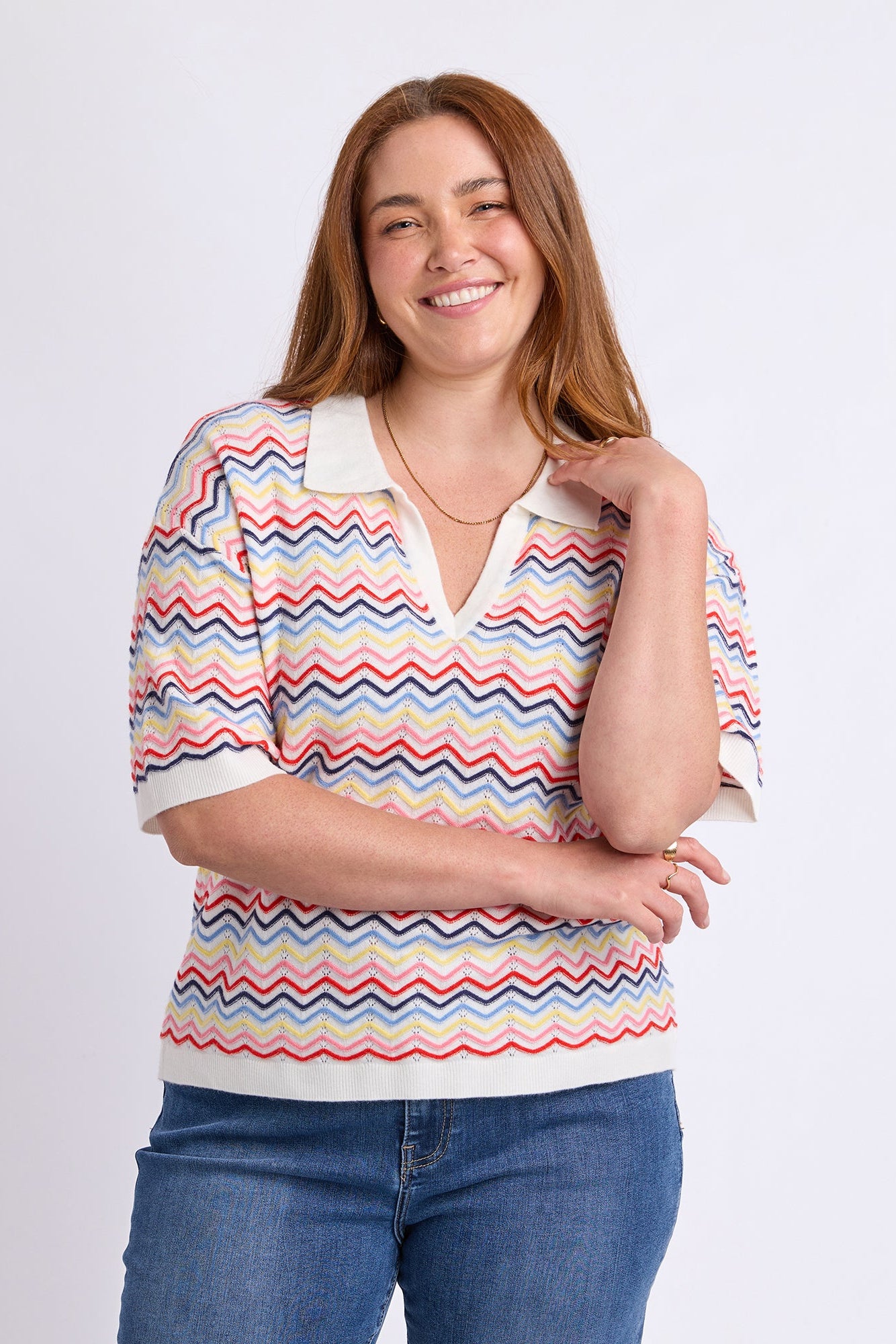 Elm Market Morning Knit Polo - Stripe
