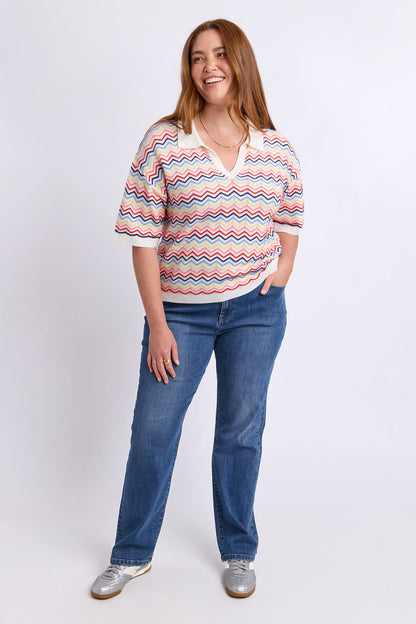 Elm Market Morning Knit Polo - Stripe