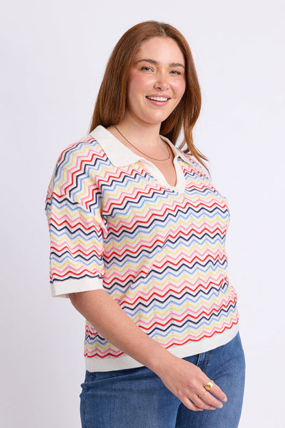Elm Market Morning Knit Polo - Stripe