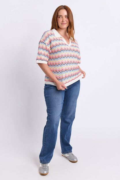 Elm Market Morning Knit Polo - Stripe