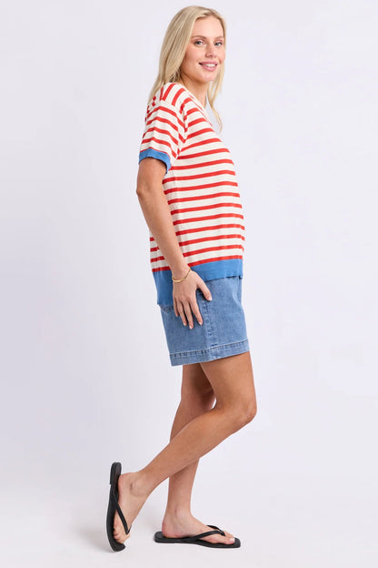 Elm Clementine Knit Top - Mars Stripe