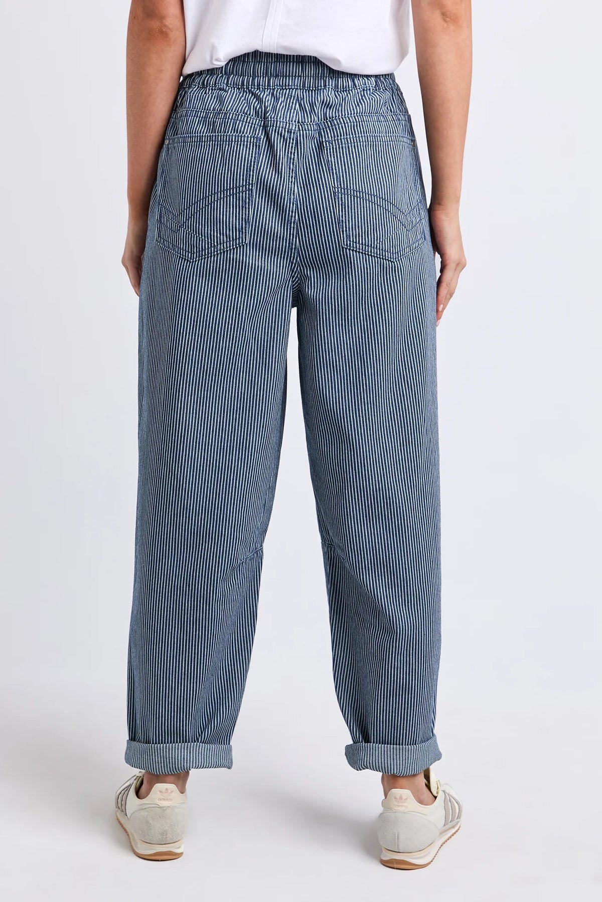 Elm Penny Pinstripe Barrel Jogger - Blie/White