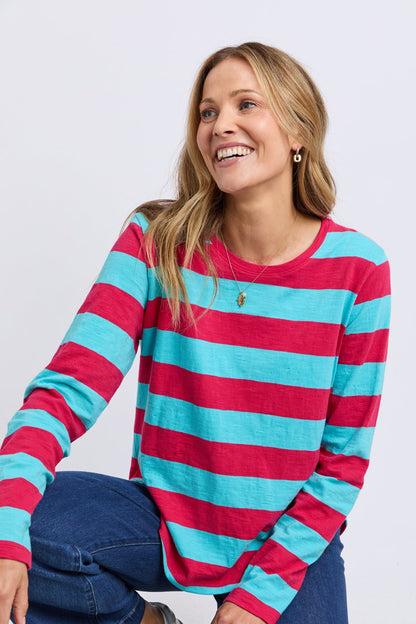 Spritz Stripe L/S Tee - Sea/Pink Stripe