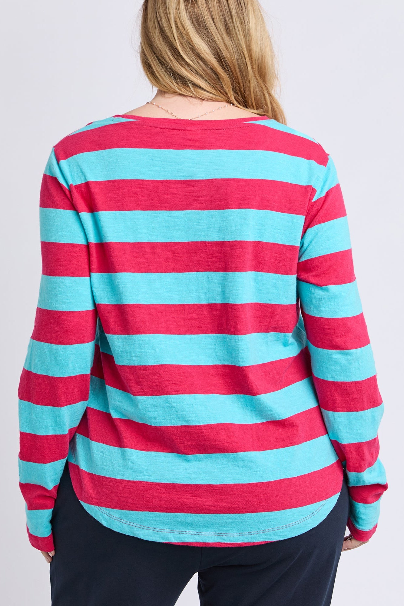 Spritz Stripe L/S Tee - Sea/Pink Stripe