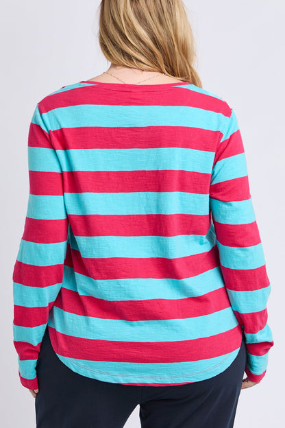 Spritz Stripe L/S Tee - Sea/Pink Stripe